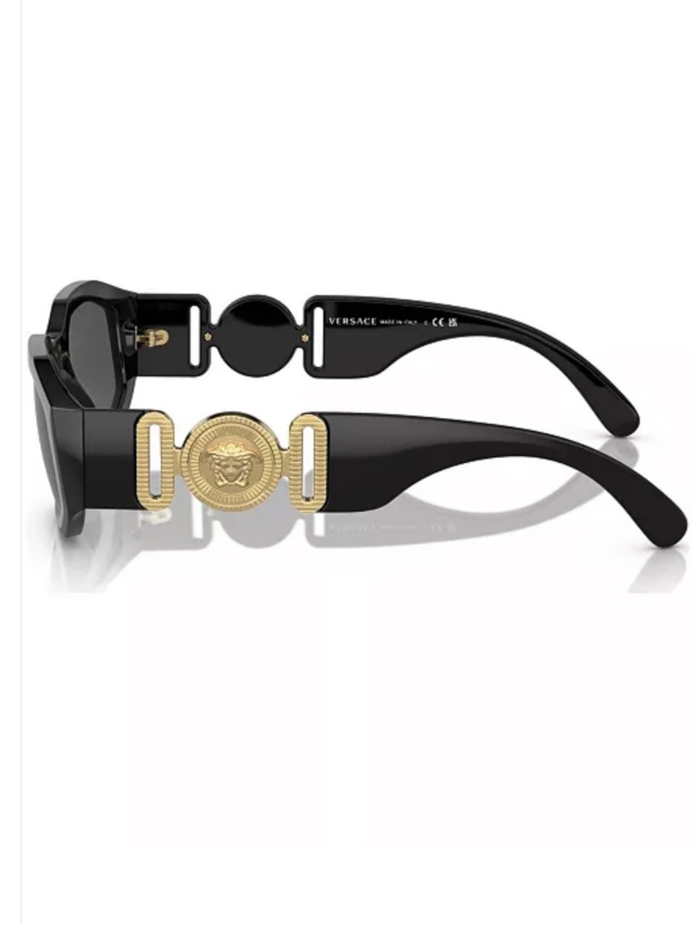 Versace Black Sunglasses with Gold Medallion Accent